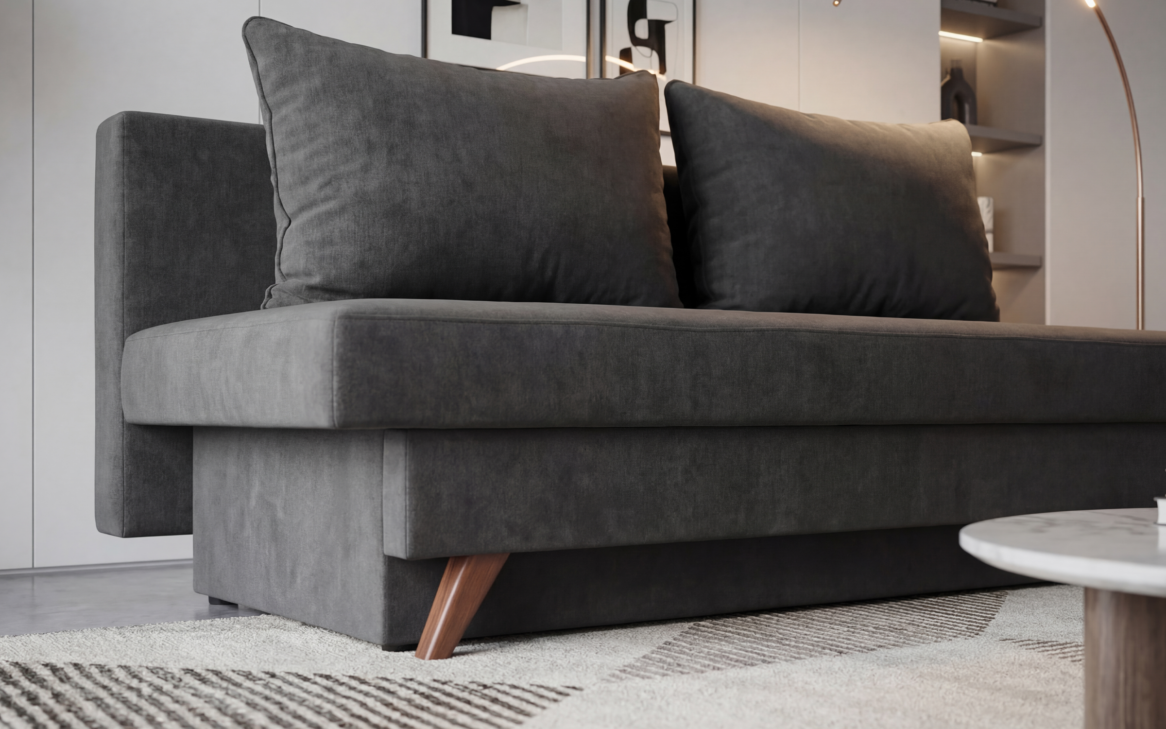 Canapea extensibila Rayan, gri-maroniu  4