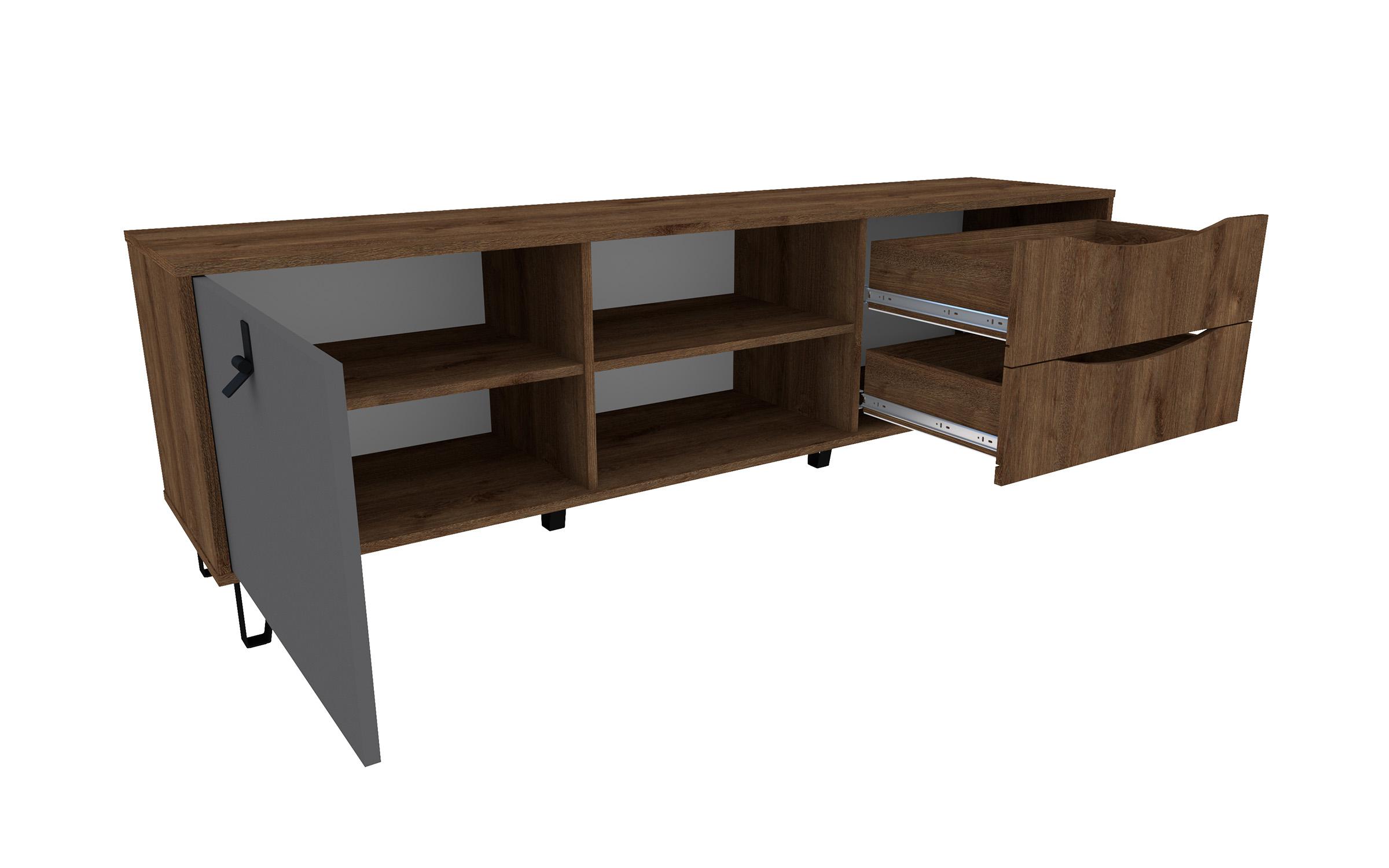 Modul TV Rivera 182, stejar bronz + grafit gri  3