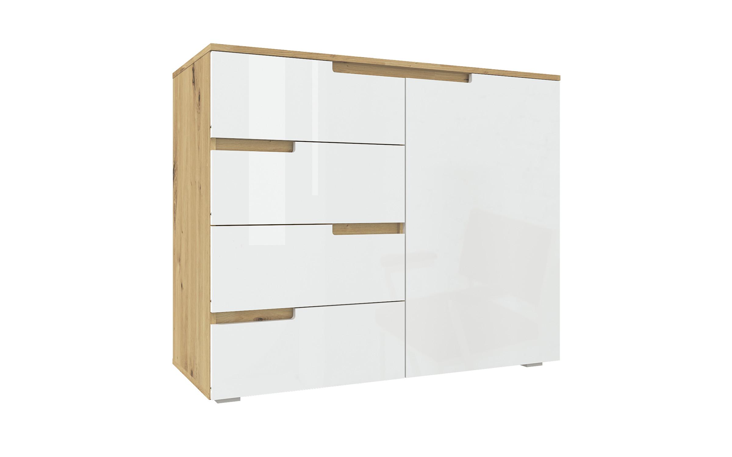Comoda Jolis A, stejar artisan+alb  2