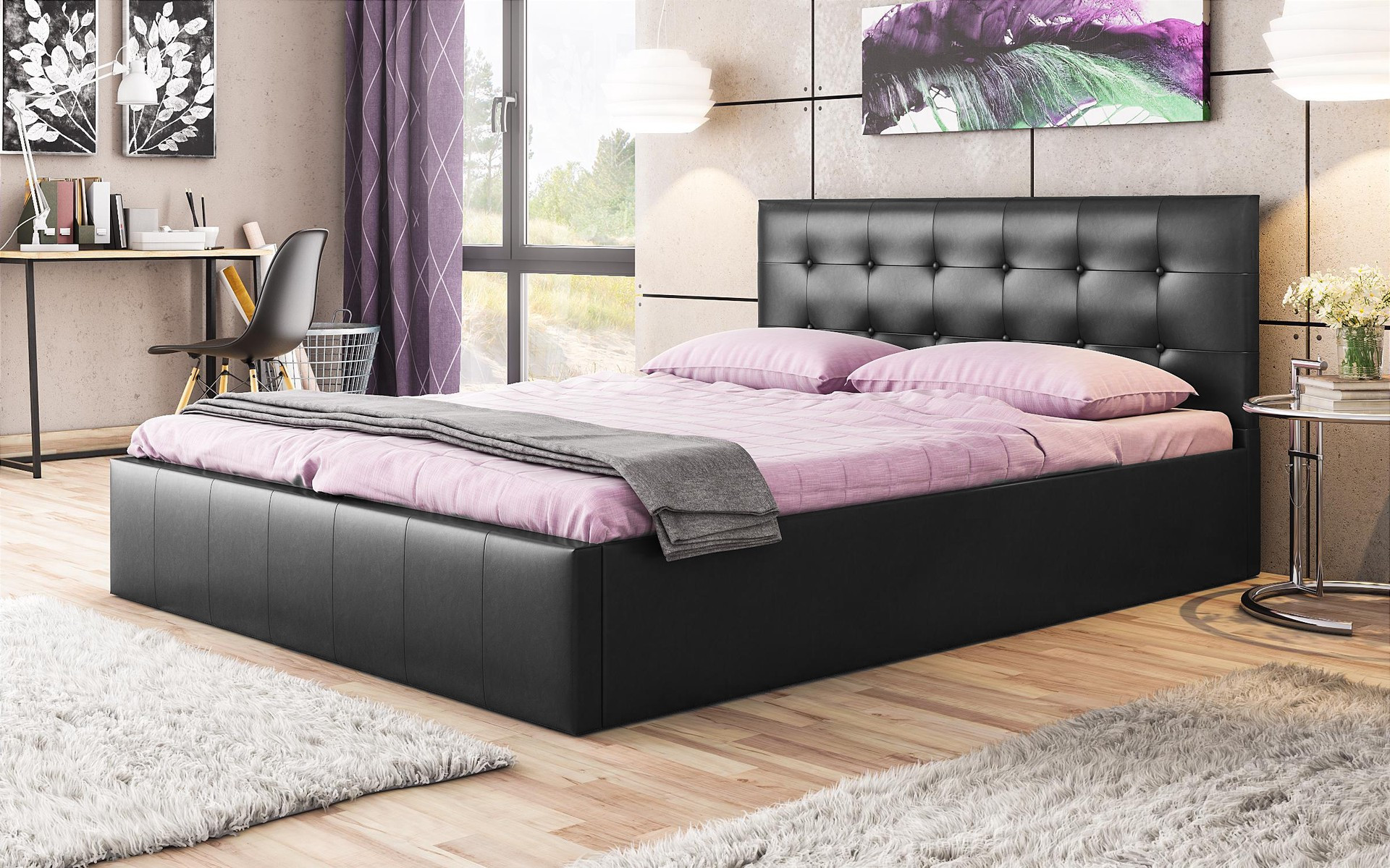 Pat dublu de piele Destiva, pentru saltea 160/200 thumb