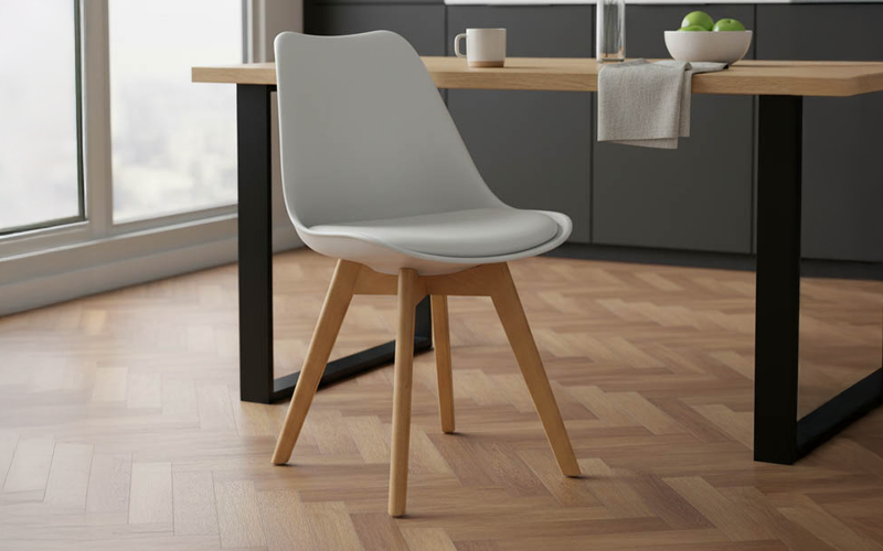 Scaun de masa Gaston, alb + natural  1