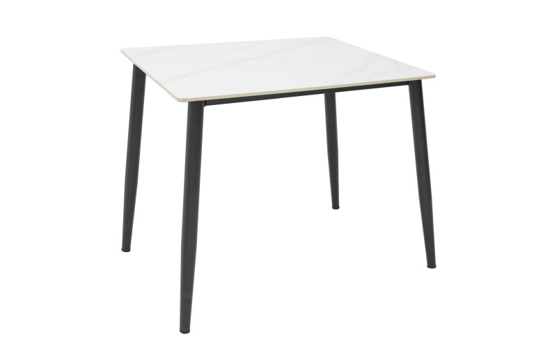 Masa dining Gustas 80, marmura alba + negru  1