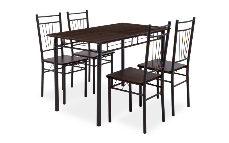 Set masa + scaune Roza, nuc inchis + negru mat  1