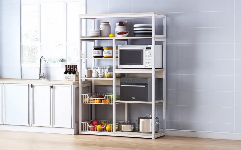 Etajera Lina, alb + natural  1