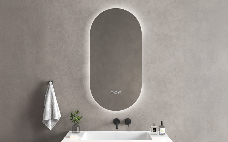 1955-40 Oglinda pentru baie cu iluminare LED, 40/80 сm  1