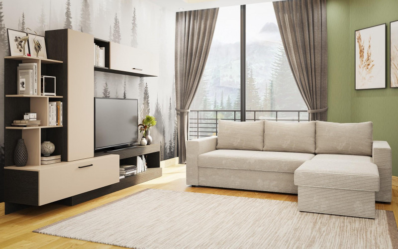 Colectia Emily 1 pentru camera de zi, bej + casmir + stejar antracit  1