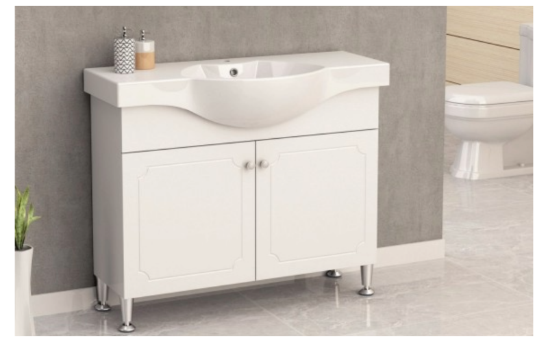 Dulap PVC pentru baie cu chiuveta ICP10080, alb  1