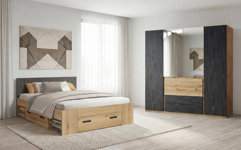 Спальный гарнитур под матрас 160/200 Навара, дуб эвок + магма  1