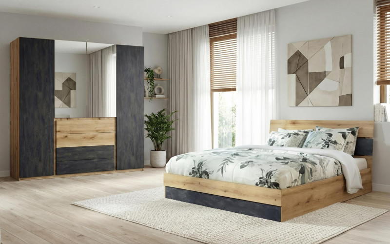 Set dormitor 160/200 Havana, stejar evoc + Magma  1