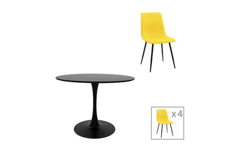 Set masa + scaune Nor, negru + galben  1