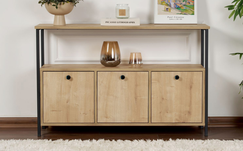 Masa consola Solans, stejar + negru  1