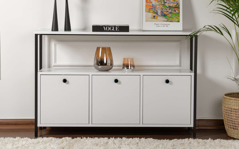 Masa consola Solans, alb + negru  1