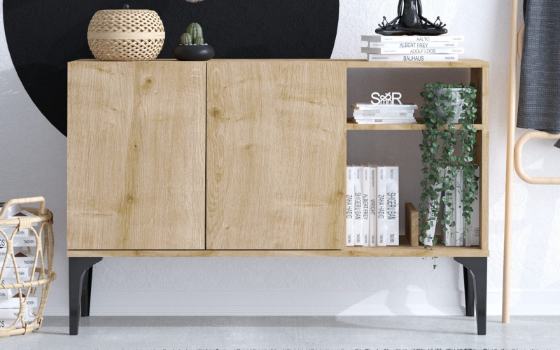 Comoda Oscar, stejar safir + negru  1