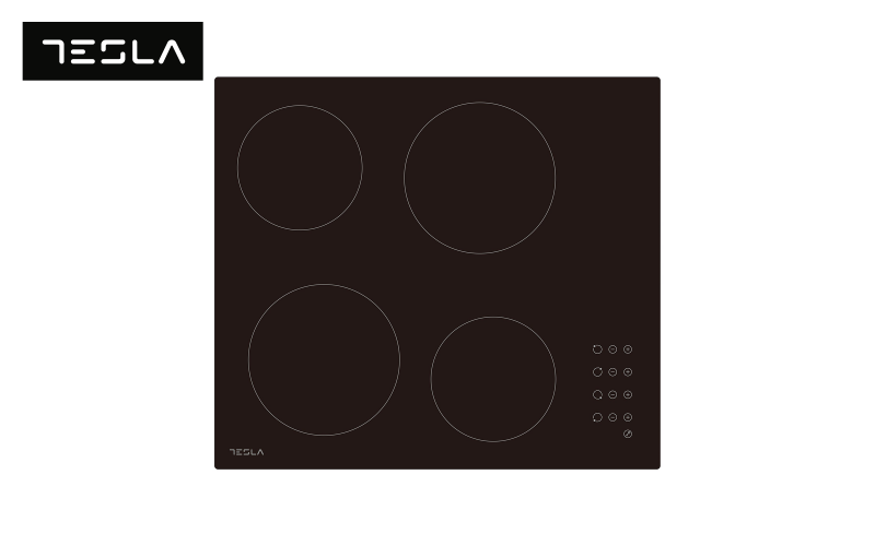 Plita ceramica TESLA, 4 zone  HV6402MB, negru  1