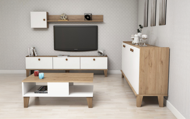 Set living Adore, stejar + alb  1
