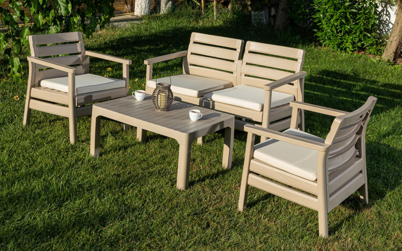 Set masa + scaune + canapea Rietii, bej  1