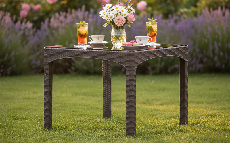 Masa de gradina Atesa 90, maro inchis  1