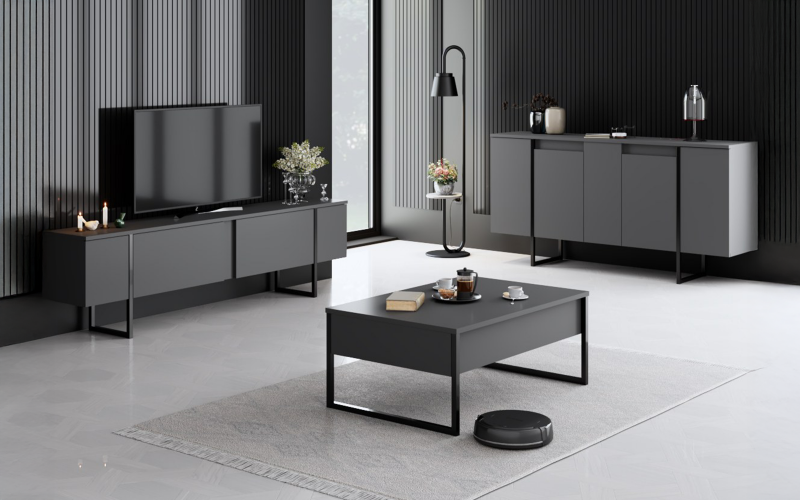 Set living Larso, antracit + negru  1