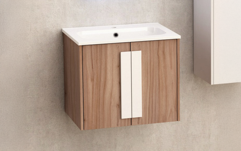 Dulap PVC pentru baie cu chiuveta ICP6451-1, lemnos  1