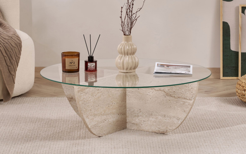 Masuta de cafea Lia, decor travertin  1