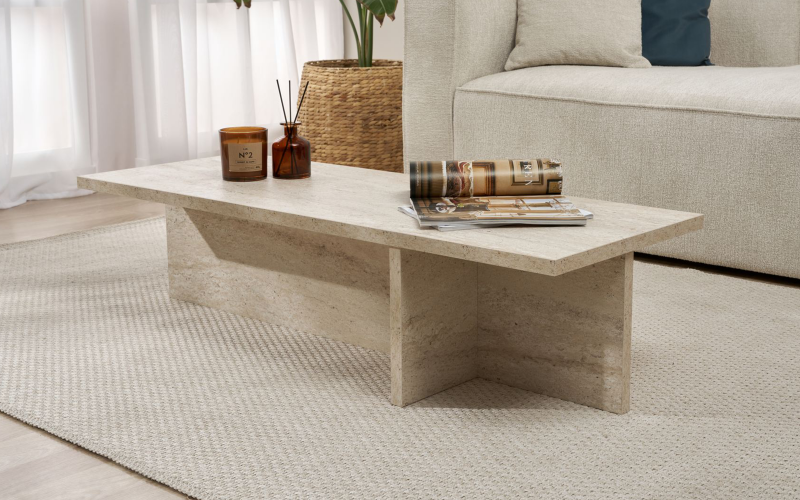 Masuta de cafea Elara, decor travertin  1