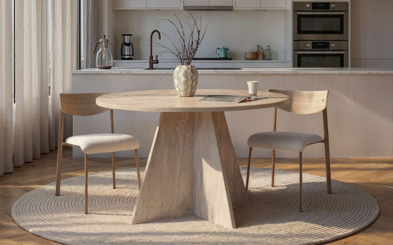 Masa dining Virela, decor travertin  1