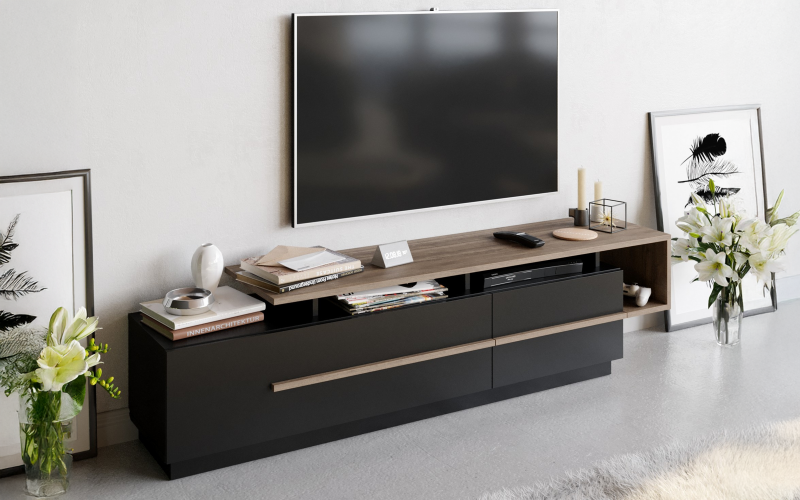 Modul TV Pilar, negru + nuc  1