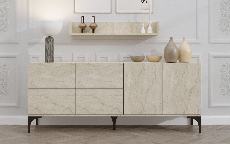 Comoda + etajera Stela, decor travertin  1