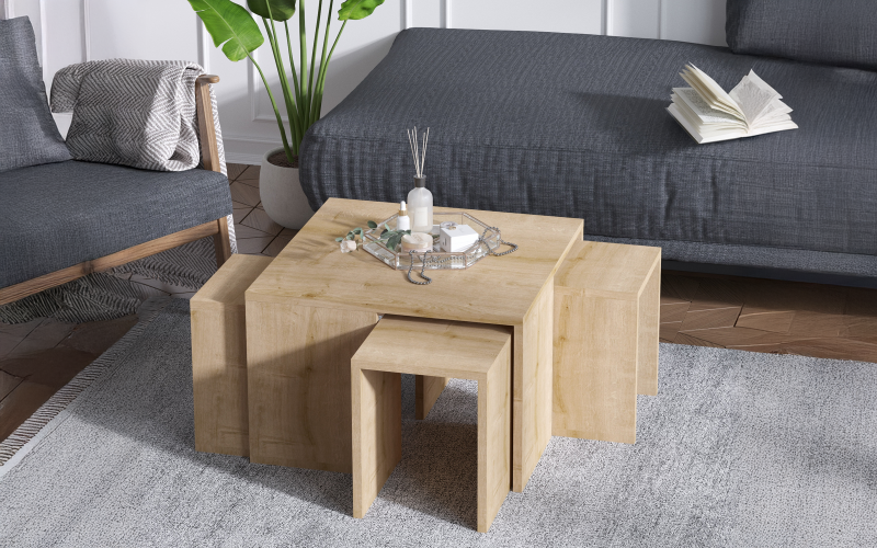 Set masute de cafea Savona, stejar safir  1