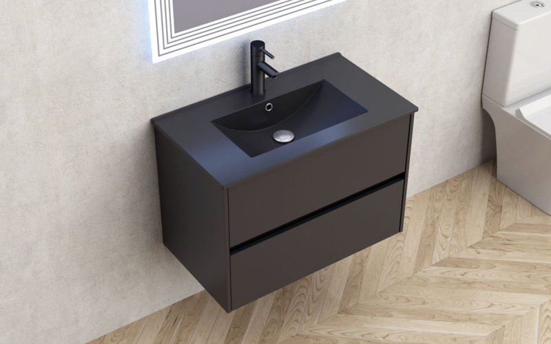 PVC dulap cu chiveta pentru baie ICP7955MB Blake, negru mat  1