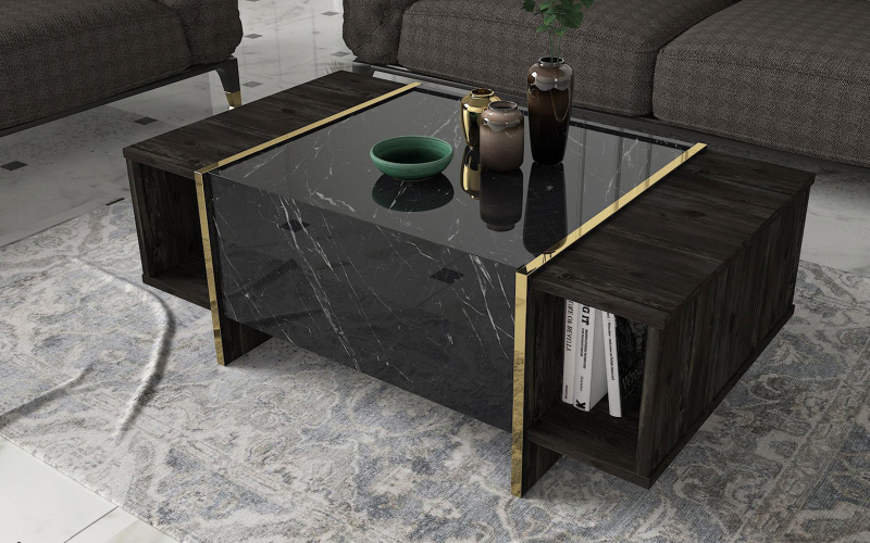 Masuta de cafea Veron, negru + auriu  1