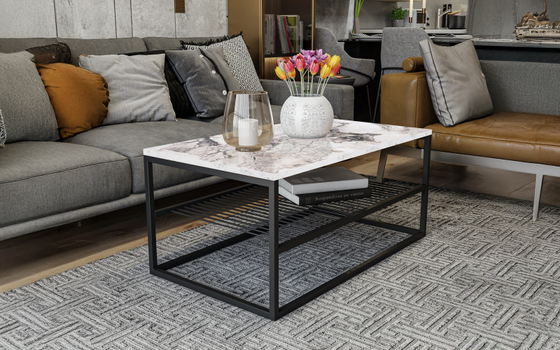 Masuta de cafea Litos, alb + negru  1