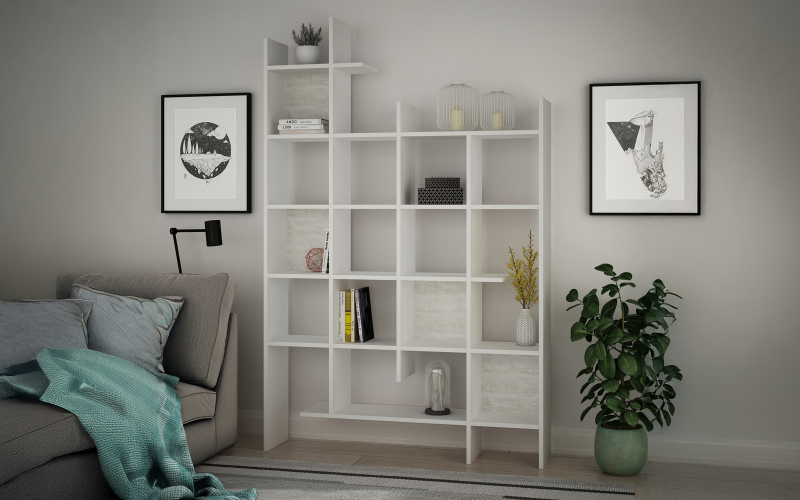 Etajera Makon, alb  1