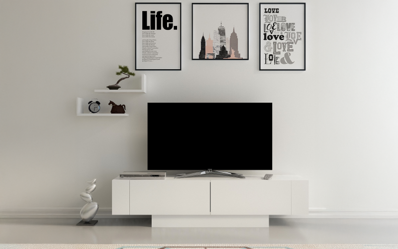 Modul TV + 2 buc. etajera Matera, alb  1