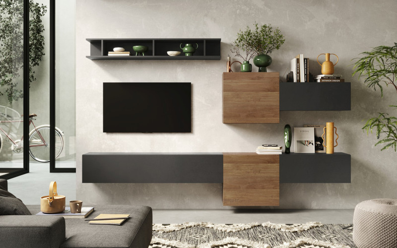 Biblioteca „Elera” - design italian, lava + stejar Mercure  1