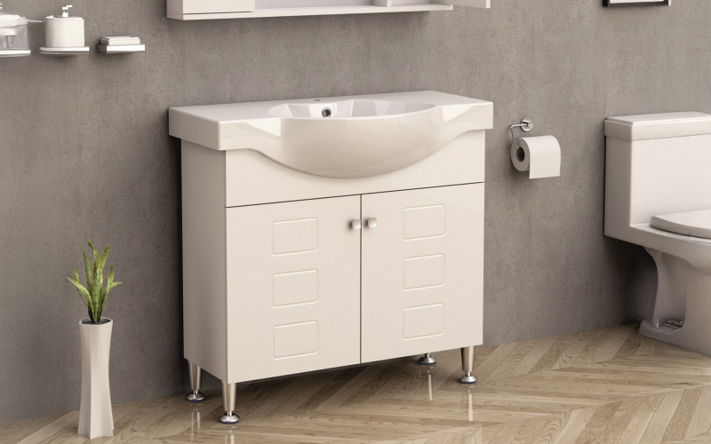 Dulap PVC pentru baie cu chiuveta ICP9080, alb  1