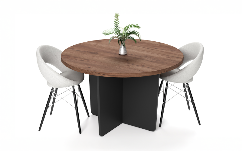 Masa dining Rivero, stejar craft tabacco + negru mat  1