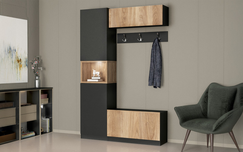 Cuier Haris, stejar cupru + antracit  1