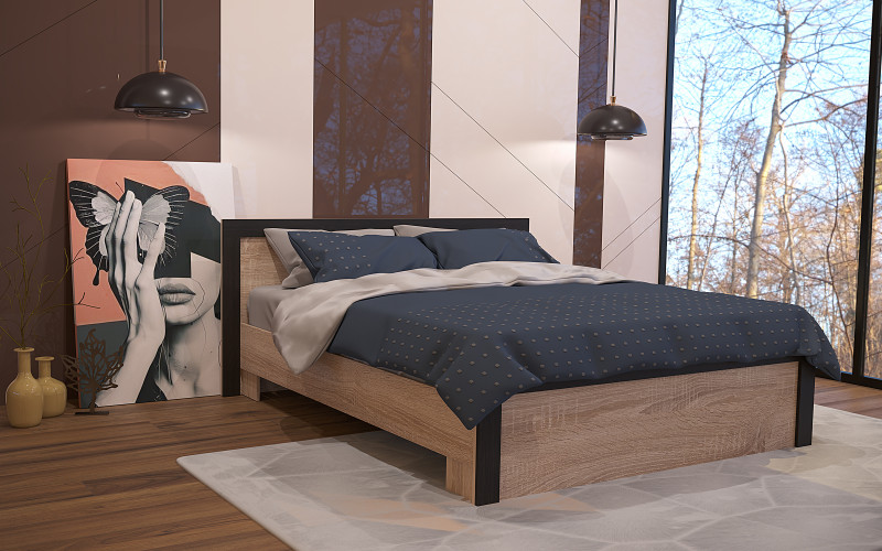 Pat dublu  Alote, stejar sonoma + wenge magia  1