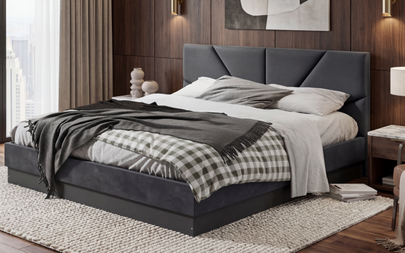 Pat dublu tapitat 160/200 Almira, antracit mat + Magma  1