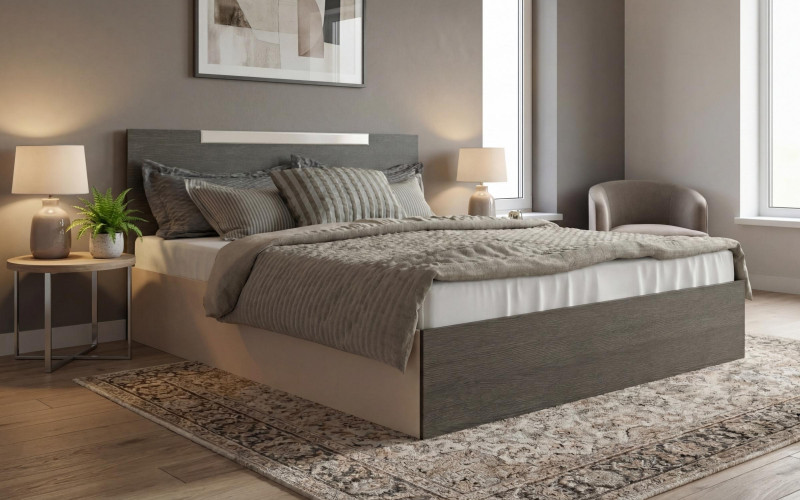 Pat dublu 160/200 Katerina, casmir + stejar antracit  1