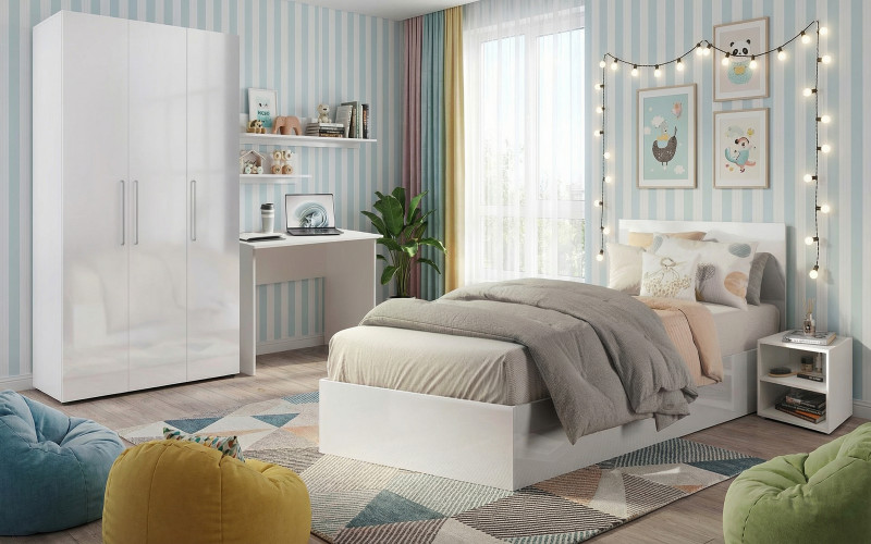 Set pentru dormitor Blanca, alb lucios  1