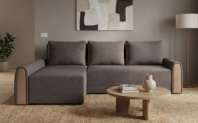 Coltar extensibil Noran, maro + piele maro  1