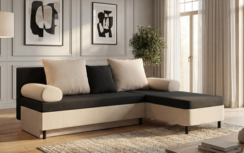 Coltar extensibil Dani M, negru + bej  1