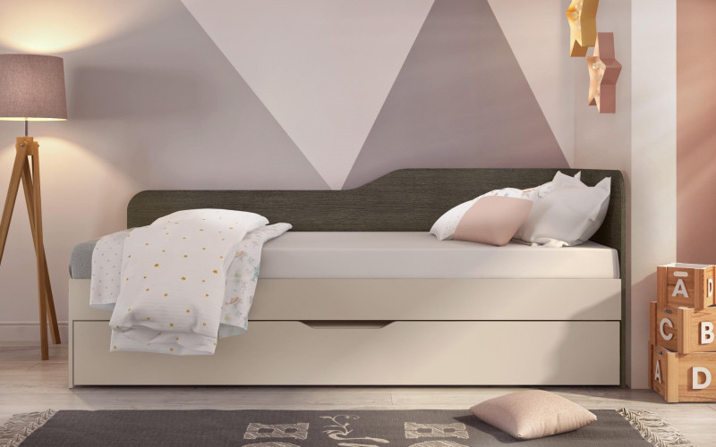 Pat sandwich 90/200 Deni + saltea, casmir + stejar antracit  1