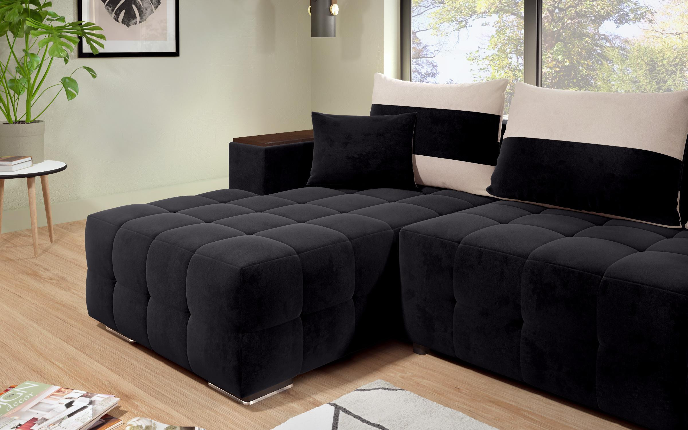 Coltar extensibil cu brat etajera Melvin S, negru + bej deschis  8