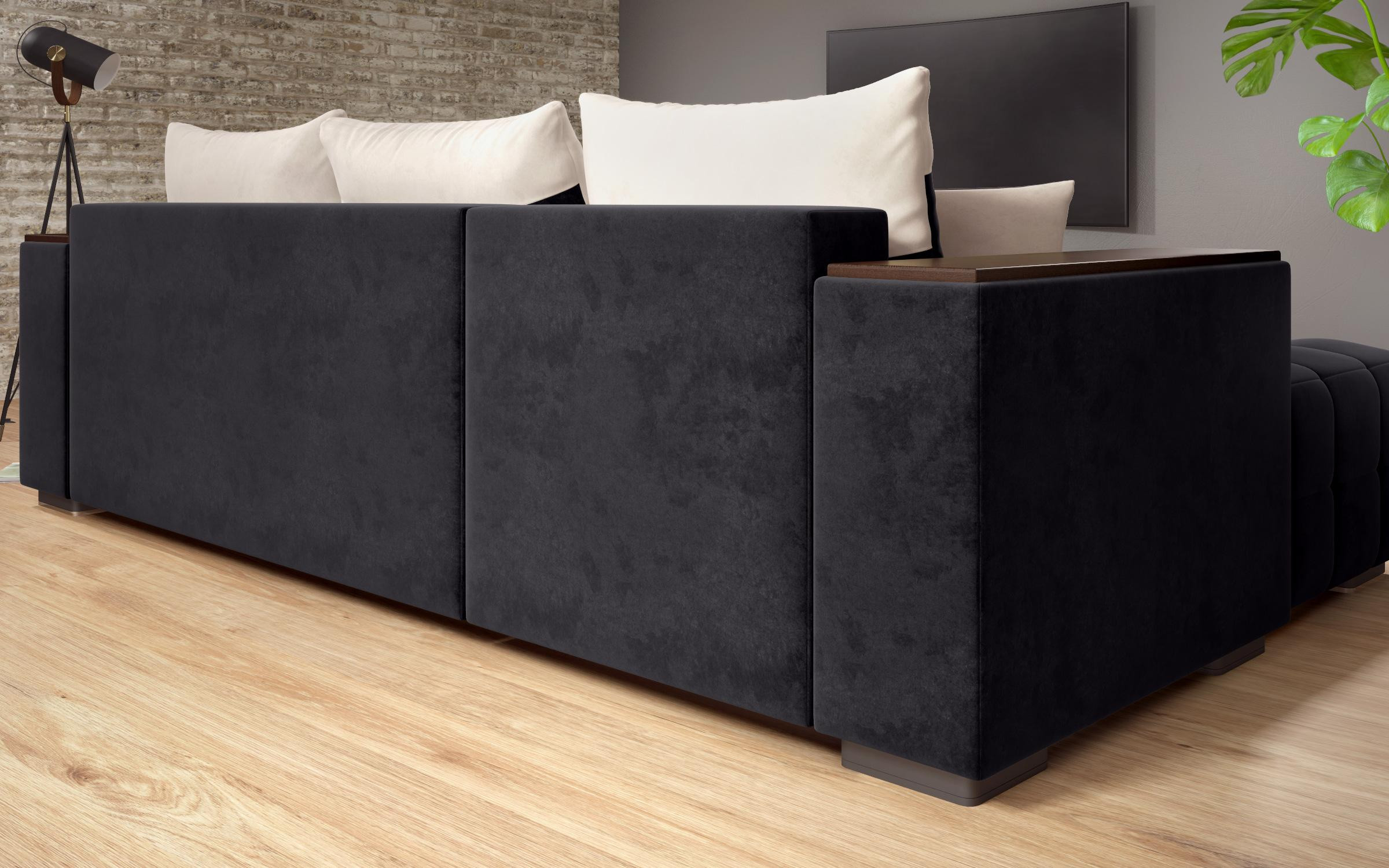 Coltar extensibil cu brat etajera Melvin S, negru + bej deschis  6