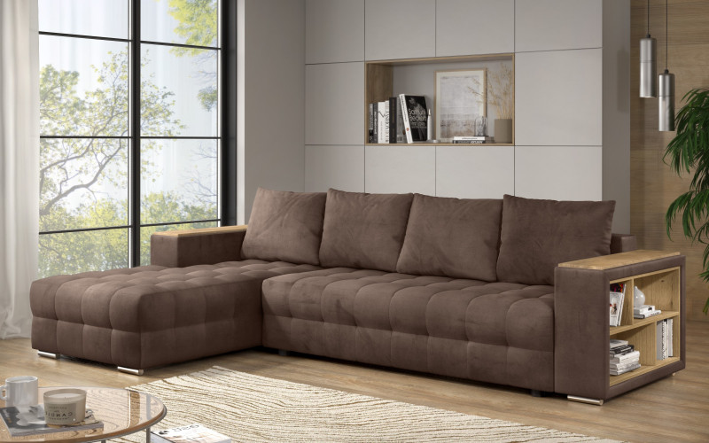 Coltar extensibil Napoli cu brat etajera, maro  1