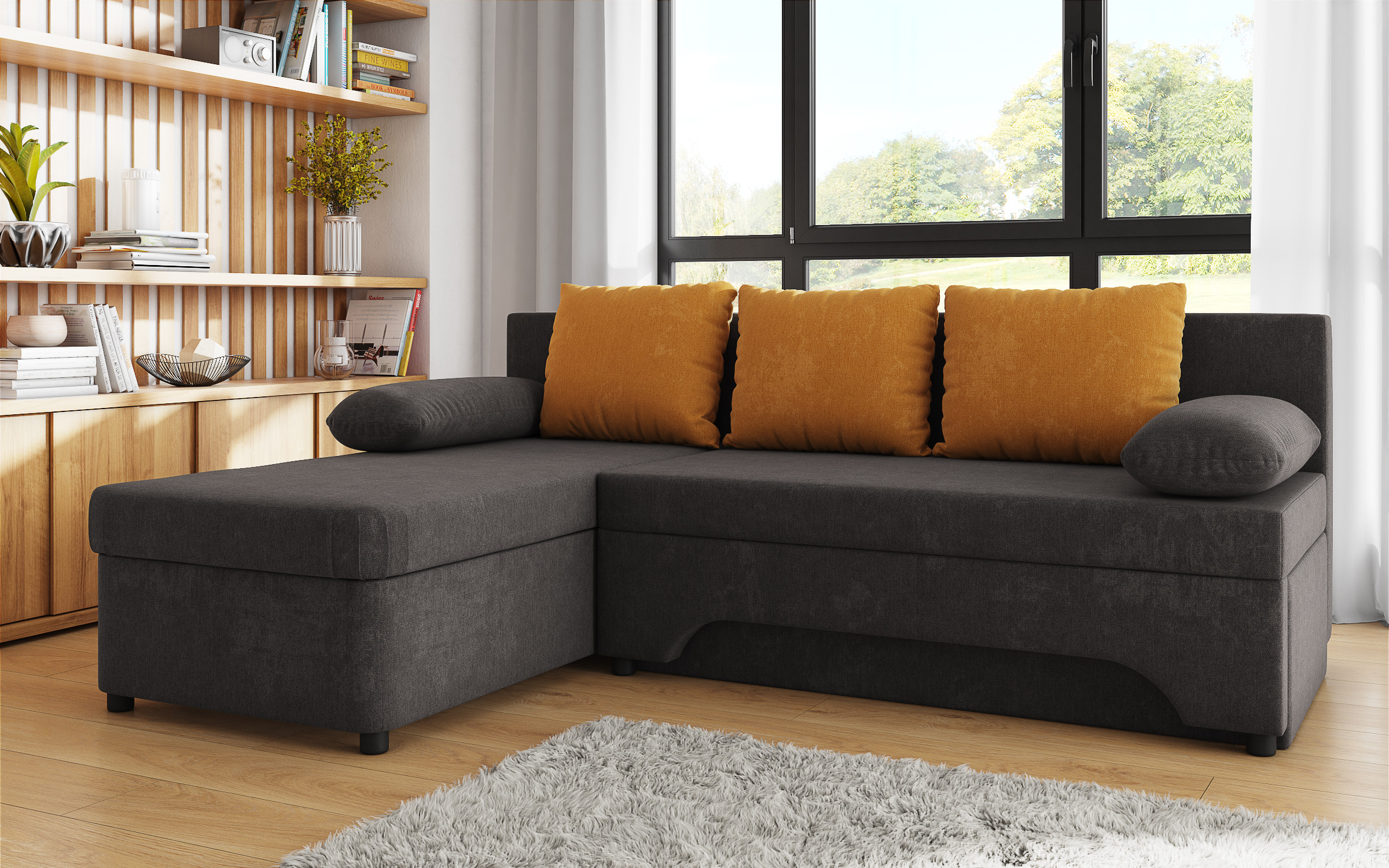 Coltar extensibil Neos, gri-maroniu + portocaliu  3