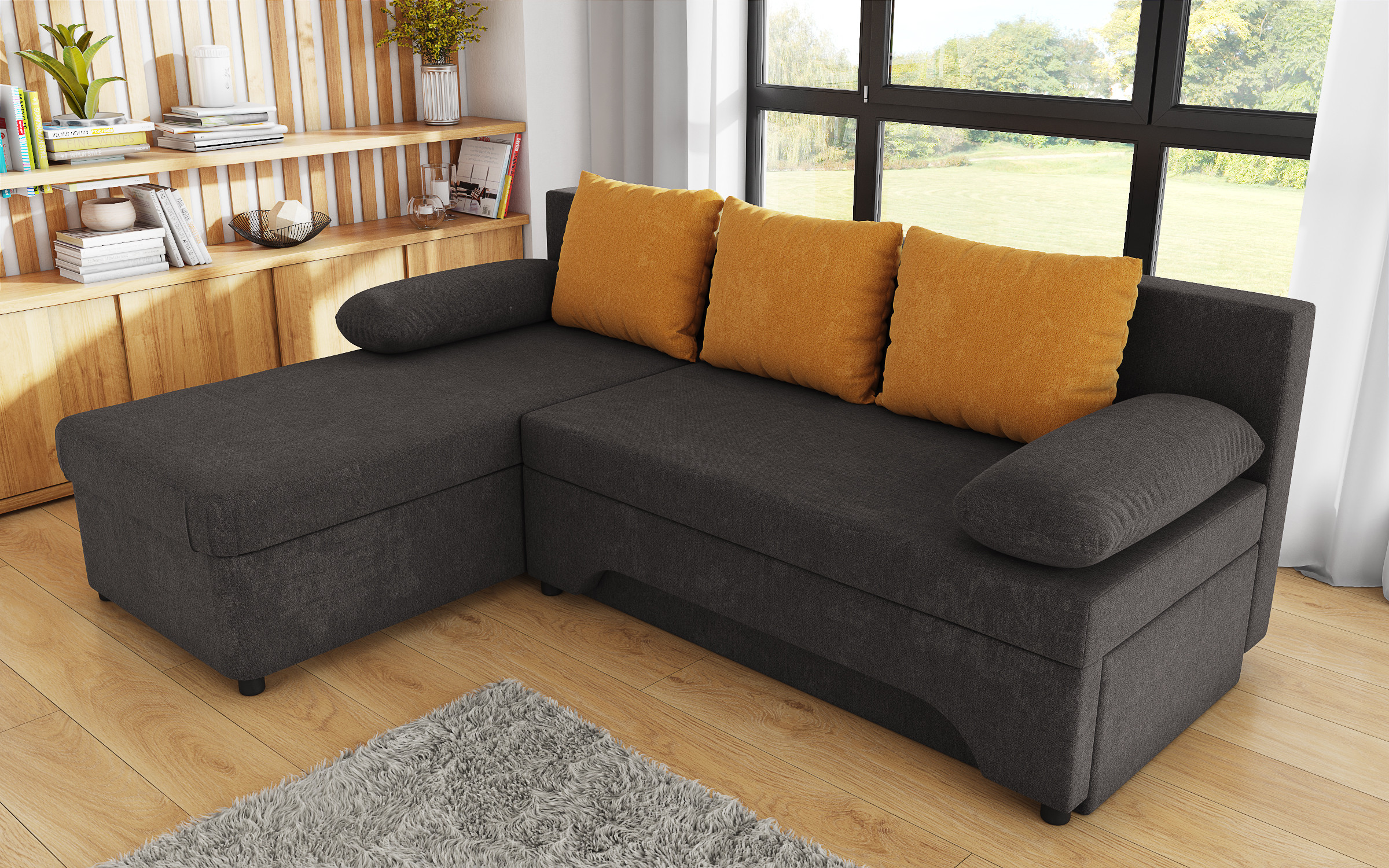 Coltar extensibil Neos, gri-maroniu + portocaliu  4